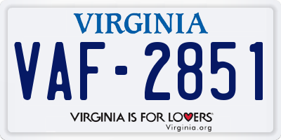 VA license plate VAF2851