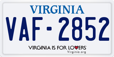 VA license plate VAF2852