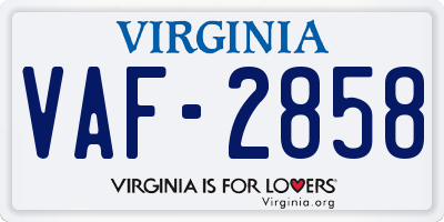VA license plate VAF2858