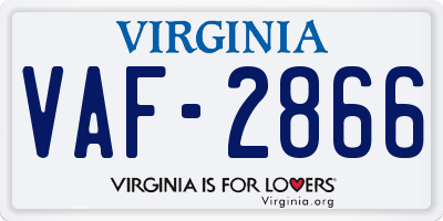 VA license plate VAF2866