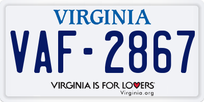 VA license plate VAF2867