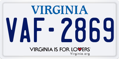 VA license plate VAF2869