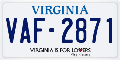 VA license plate VAF2871