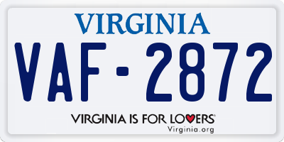 VA license plate VAF2872