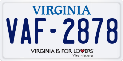 VA license plate VAF2878