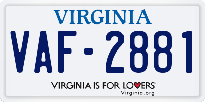 VA license plate VAF2881