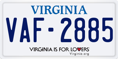VA license plate VAF2885