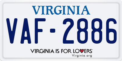 VA license plate VAF2886
