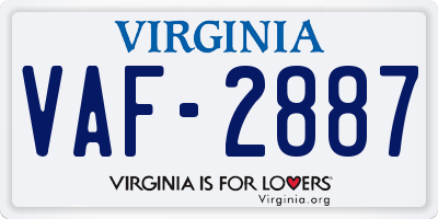 VA license plate VAF2887