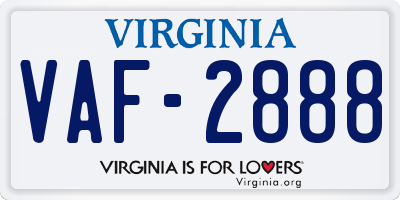 VA license plate VAF2888