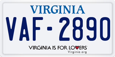 VA license plate VAF2890