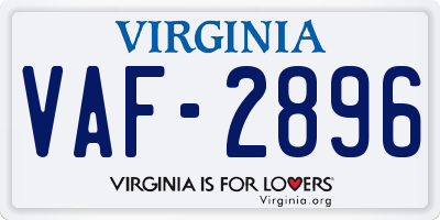VA license plate VAF2896