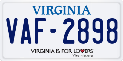 VA license plate VAF2898