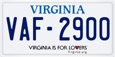 VA license plate VAF2900