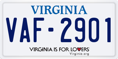 VA license plate VAF2901