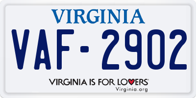 VA license plate VAF2902