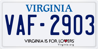VA license plate VAF2903