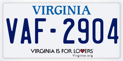 VA license plate VAF2904