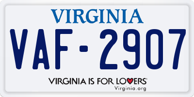 VA license plate VAF2907