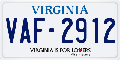 VA license plate VAF2912
