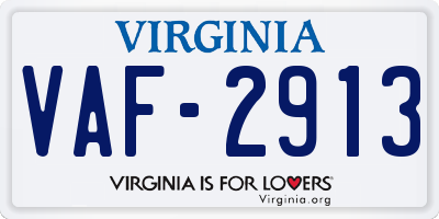 VA license plate VAF2913