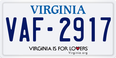 VA license plate VAF2917
