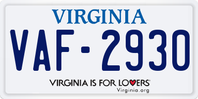VA license plate VAF2930