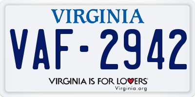 VA license plate VAF2942