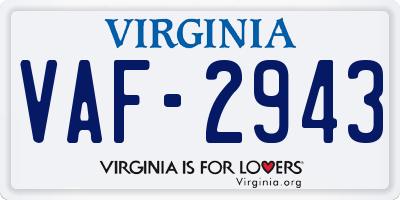 VA license plate VAF2943