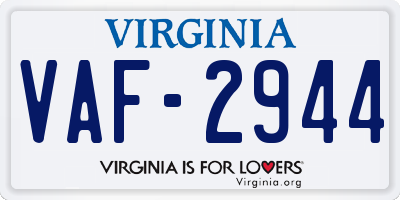 VA license plate VAF2944