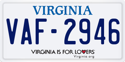 VA license plate VAF2946