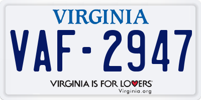 VA license plate VAF2947