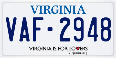 VA license plate VAF2948