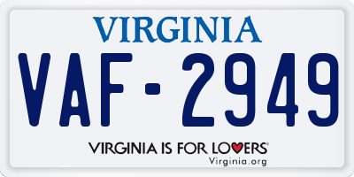 VA license plate VAF2949