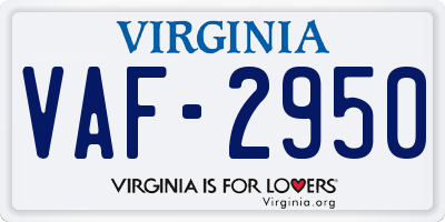 VA license plate VAF2950