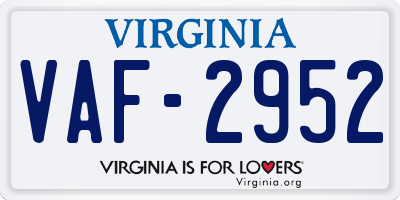 VA license plate VAF2952