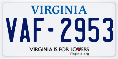 VA license plate VAF2953