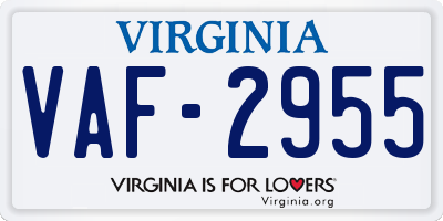 VA license plate VAF2955