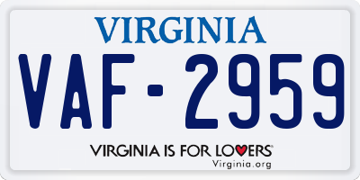 VA license plate VAF2959