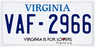 VA license plate VAF2966