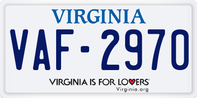 VA license plate VAF2970