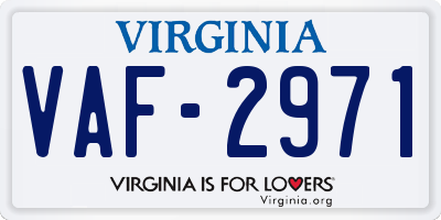 VA license plate VAF2971