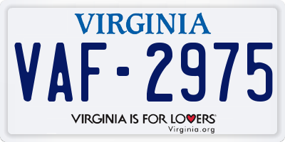 VA license plate VAF2975