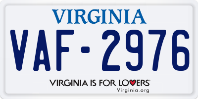 VA license plate VAF2976