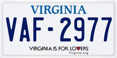 VA license plate VAF2977