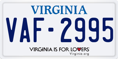VA license plate VAF2995