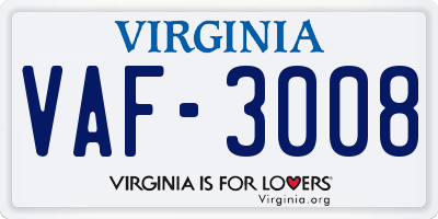 VA license plate VAF3008