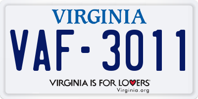 VA license plate VAF3011