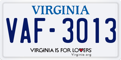 VA license plate VAF3013