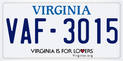 VA license plate VAF3015